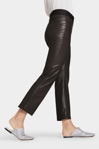Cambio trousers with elastic waistband and leather effect