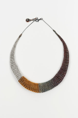Collar Veiral plata, dorado, gris e iridiscente