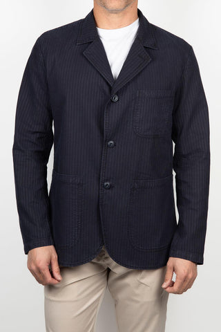 Keeling Navy Textured Pinstripe Blazer