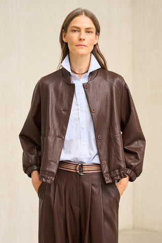 Jeidy brown vegan leather jacket