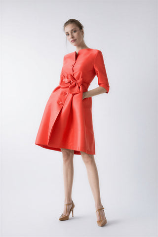 Vestido gabardina Odelia coral
