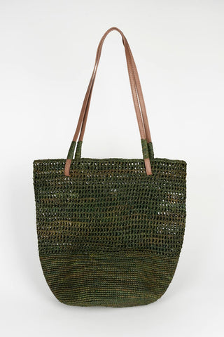 Tervan olive green raffia bag