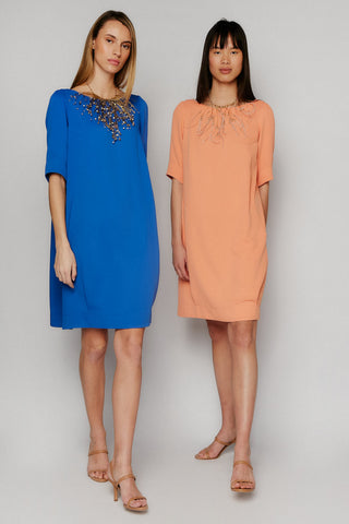 VESTIDO PLIEGUE Y ESCOTE EN ESPALDA AZULÓN