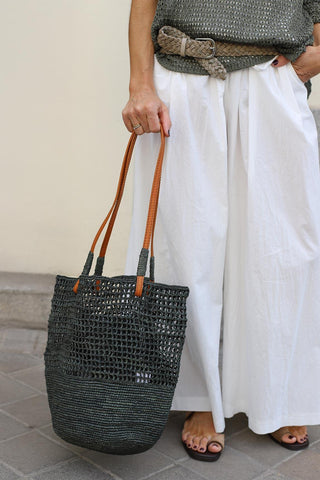 Tervan olive green raffia bag