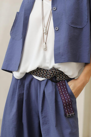 Aserin burgundy patterned elastic belt