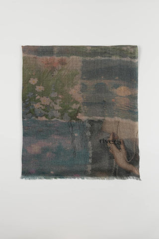 Dalara scarf in greens and earth tones