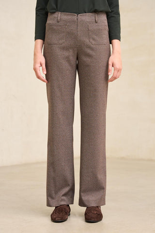 Xena houndstooth brown and blue trousers