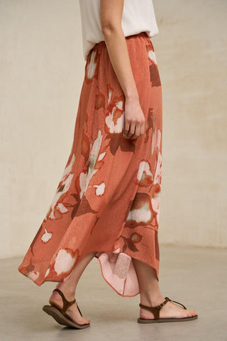 Falda Ailén estampado coral