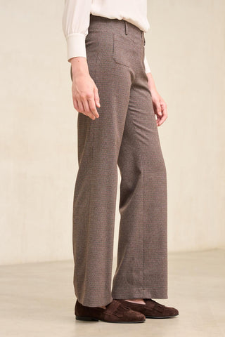 Xena houndstooth brown and blue trousers