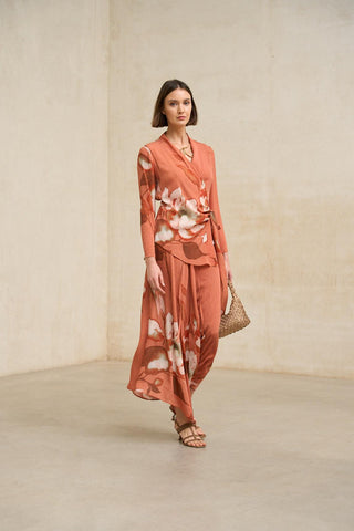 Falda Ailén estampado coral
